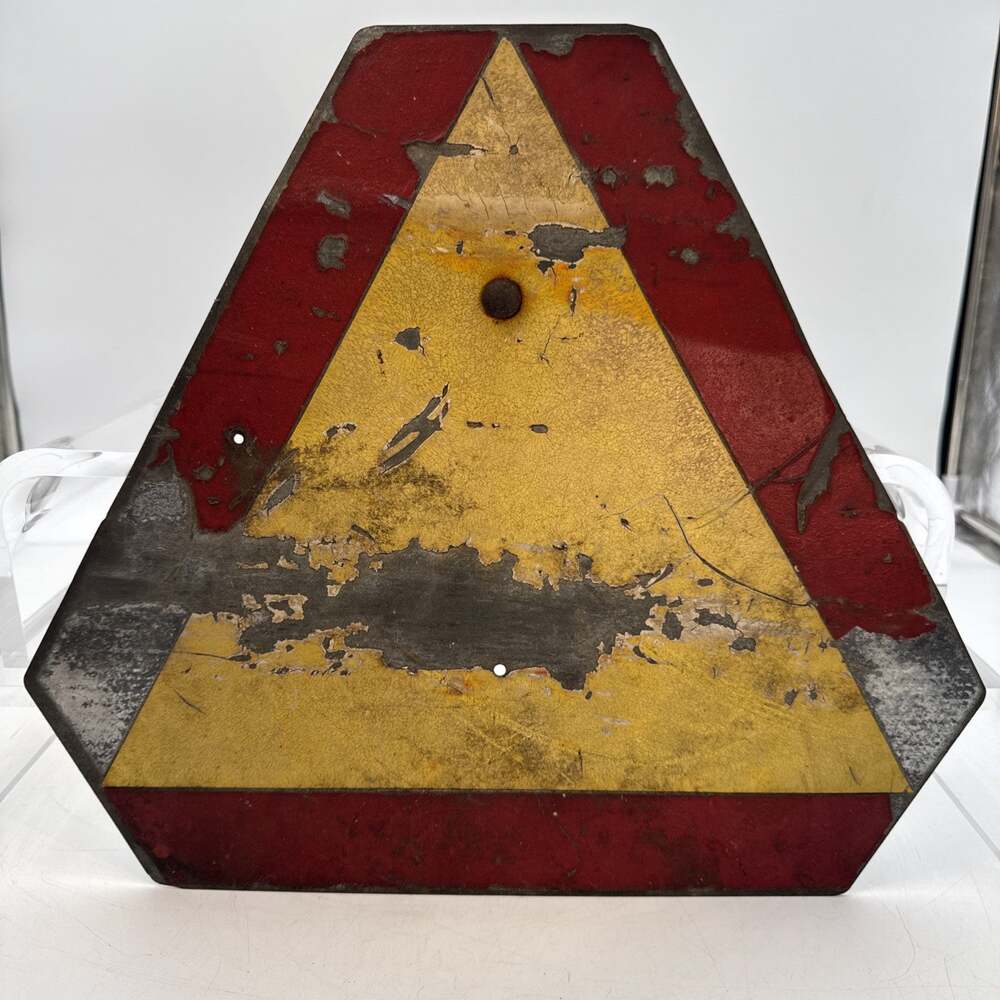 Vtg AG-Tronic Inc Yellow Triangle Slow Moving Vehicle Sign Tractor Farm Decor